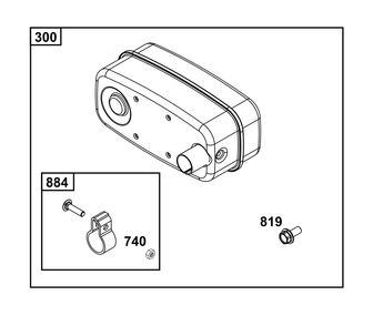Mufflers Diagram and Parts List for  Briggs and Stratton Engine